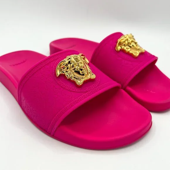 Pink Versace Palazzo Pool Slides Versace Versace Shoes Versace